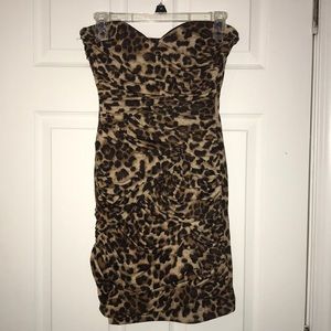 Strapless cheetah cocktail dress
